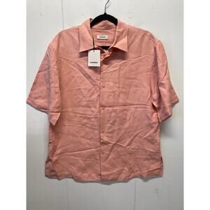 Sandro Men's Button Up Short Sleeve Shirt Size Large 33% Linen New With Tags